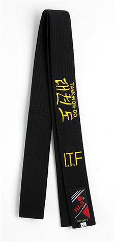 taekwon do itf sortbelte brodert 200cm